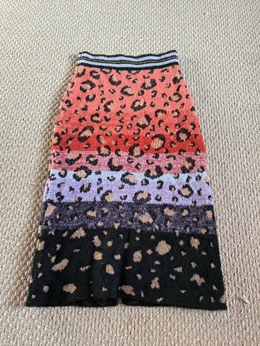 Maeve Leopard Sweater-Knit Pencil Skirt Small Anthropologie BodyCon Midi
